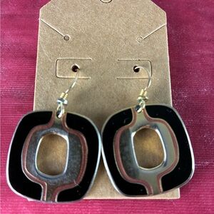 Laurel Burch Black , pink and gold vintage Geometric Earrings